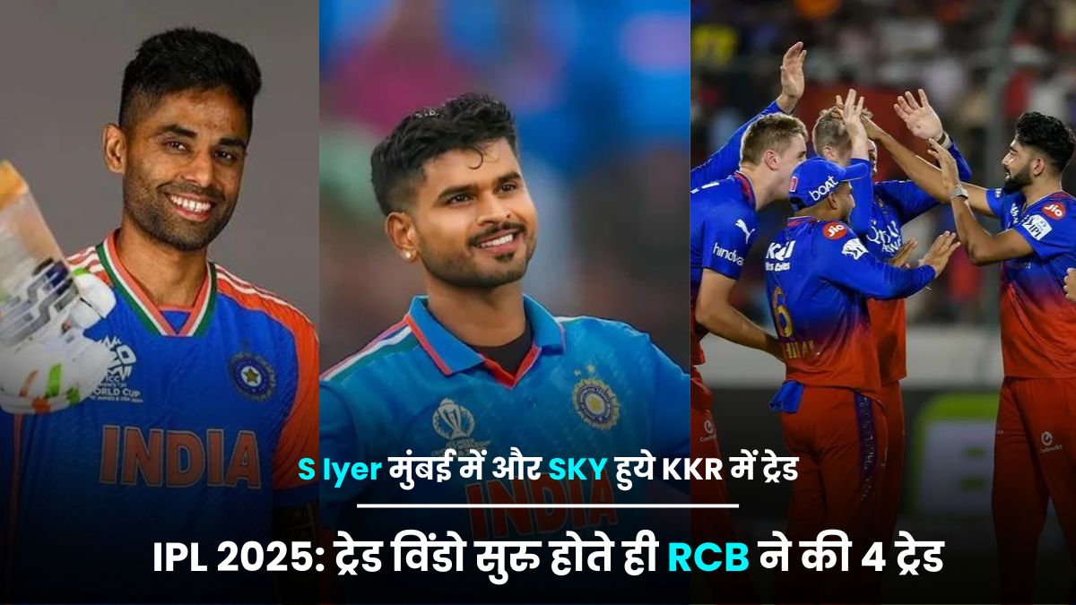 IPL 2025: ट्रेड विंडो सुरु होते ही RCB ने की 4 ट्रेड, तो वही S Iyer मुंबई में और SKY हुये KKR में ट्रेड और भी अपडेट यहाँ जानिए